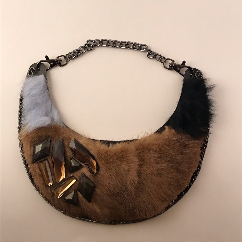 Genuine fur bib necklace